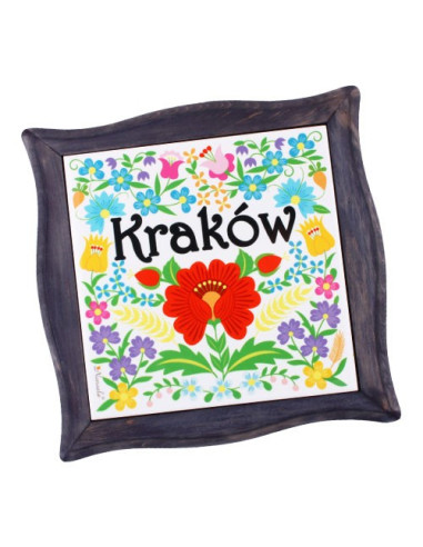 Podstawka pod garnek w ramie krakowskie kwiaty KRAKÓW